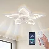 Maevor LED Deckenventilator mit Licht Leise, 69 cm Deckenventilator mit Beleuchtung Dimmbar (3000K-6000K), App & Fernbedienung, für Schlafzimmer/Wohnzimmer, 47W, Weiß