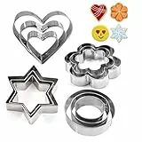 Ausstechformen Set 12 Stück Keksausstecher Edelstahl Ausstecher Rund Herz Stern Blüten Ausstechform für Keks Fondant Plätzchen