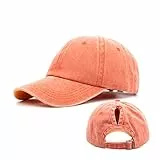 Ruyosn Basecap Damen Cap Zopf Kappe Vintage Atmungsaktiv Verstellbar Cappy für Pferdeschwanz Hip hop Cap Baumwolle Mädchen Baseball Kappe Sommer Orange