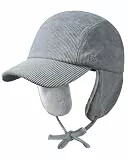 GADIEMKENSD Fliegermütze Winterkappen mit Ohrenschutz für Frauen, Cordcap, Warme Ushanka Russische Mütze, Baseball Hat Cord Fabric, Winddicht Verstellbar Unstructured Cappy, Outdoor, Hellgrau