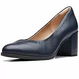 Clarks Damen Freva55 Court Pump, Navy Leather, 38 EU