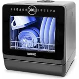 Duronic DW5 BK Tischgeschirrspüler, Mini Spülmaschine mit 6 Programmen, Geschirrspüler für 3 Gedecke, 5 L Wassertank, auch ohne Wasseranschluss