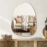 PERFNIQUE Asymmetrischer Unregelmäßiger Wandspiegel, Goldspiegel, 81 x 61 cm, für Badezimmer, Schlafzimmer, Wohnzimmer, Eingang, moderne dekorative Dekoration, Bohemian-Stil, Wandspiegel (Gold, 32