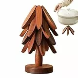 Untersetzer Holz Set Für Baumkunst, Weihnachtsbaum Topfuntersetzer Set, Faltbare Holzuntersetzer Heiße Gerichte, Baumform Ständer Wie EIN Aufbewahrt