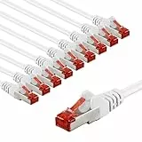 goobay 65988 CAT6 Netzwerkkabel im 10er Set/Patchkabel geschirmt S/FTP/CU Ethernet Kabel, PiMF, LSZH/Cat 6 Kabel mit 10Gbits / Weiß / 10x 3m