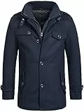 Indicode Herren Brandon Kurzmantel mit Stehkragen | Herrenmantel Wollmantel Mantel Männer Black, XXL