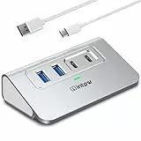 Intpw USB C Hub 10 Gbps, 4-Port USB Verteiler mit 2 Type-C/Type-A 3.2 Datenanschlüssen, [Not Support Video and Charging], Aluminium USB 3.2 Hub mit 1 m Kabel für Laptop, PC, Mac，Kamera