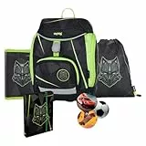 OXY BAG Schulranzen 5 Teilig Ergonomischer Schulrucksack Set Federmappe, Turnbeutel & Austauschbaren Patches Leicht Schulset Jungen Mädchen Schultasche Reflektierenden Elementent Back to School