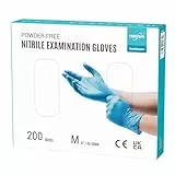 EUROPAPA® 200x Einweghandschuhe Nitrilhandschuhe puderfrei Untersuchungshandschuhe EN455 EN374 latexfrei Einmalhandschuhe Handschuhe in Gr. S, M, L & XL verfügbar (M, Blau)