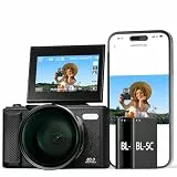 5K WiFi Digitalkamera & Fotokamera 80 MP, Vlogging Kamera für YouTube mit Autofokus, 3' 180° Klappbildschirm, 18X Digitalzoom Reisekamera für Anfänger & Jugendliche, mit 64GB SpeicherKarte & 2 Akkus