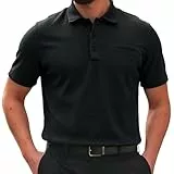 Herren Breeze Polo-Shirt mit Bierbauch-Komfort, elastisch, schnelltrocknend, atmungsaktiv, Kurzarm, ultraweich, seidig
