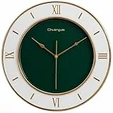 JRose Collections 40 cm Luxus-Wanduhr – leises Quarz-Uhrwerk – römische Ziffern – elegante goldene Details – moderne dekorative Uhr für Wohnzimmer, Büro, Küche JR5055 (grün)