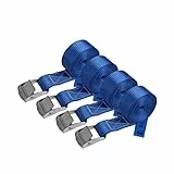Zurrgurt Spanngurt belastbar bis 250 kg DIN EN 12195-2 Befestigungsgurt Klemmverschluss Befestigungsriemen blau Verschiedene Längen Stückzahlen, 4er Pack 2.5 cm x 2.5 m