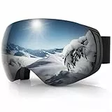 Findway Skibrille für Brillenträger Herren Damen,Snowboardbrille mit Magnetischen Wechselgläsern,Snowboard Brille Magnet Brillenträger Polarisierend OTG,Anti fog, Allwetter Verspiegelt Skibrille