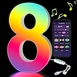 Kangtaixin LED Zahlen Lampe 0-9, Leuchtzahlen Geburtstagsdeko mit USB-Netzteil, APP-Kontrolle, Dimmbar, Dekoration für Bar Mitzvah, Weihnachten Deko, Neujahr, Hochzeit Party Valentinstag - Zahlen 8