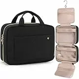 BAGSMART Kulturtasche zum Aufhängen Kulturbeutel Kosmetiktasche Transparent Reise für Makeup, Toilettenartikel (schwarz)