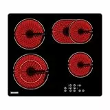 WEHIMO Glaskeramikkochfeld 4 Platten 7200W, 4 Kochzonen (2200W+2000W+1800W+1200W), 9 Heizstufen, Berührungssteuerung, Kindersicherung, 1-99 Timer, Geeignet für Alle Töpfe