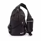 Sling Rucksack, Maylisacc Schultertasche Crossbody Bag für Männer Frauen, lässiger Tagesrucksack, Brusttasche für Outdoor Reisen Radfahren Laufen, Schwarz