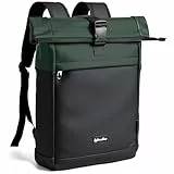 Sylvanthos Wasserdicht Rucksack, Laptop Rolltop Rucksack für Herren & Damen Mit Diebstahlsichere Reißverschluss, Erweiterbar (18-25L) Rolltop Rucksack für Reisen, Arbeit, Schule and Business - Grün