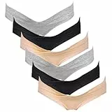 Intimate Portal Umstandsunterhosen Damen Baumwolle Unterbauch Bikini Schwangerschaft Wochenbett 6er-Pack grau-dunkle Haut M