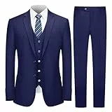 Cooper & Nelson Herrenanzug-Set, Slim-Fit-Anzug für Herren, einfarbiges Sakko, Weste, Hose und Krawatte, 3-teilig, Marineblau, 4XL