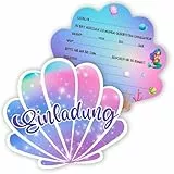 Elektheim 12 Stück Meerjungfrau EINLADUNGSKARTEN， Kinder Kreative Kunsthandwerk EINLADUNGSKARTEN für Mädchen Jungen Kinder zum GEBURTSTAG Einschulung und KINDERPARTY