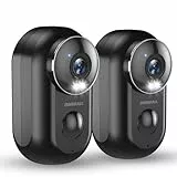 ZUMIMALL Überwachungskamera Aussen/Innen, 2 Pack WLAN Kamera Doppelständer mit Magnethalterung, kabellos, 3MP Farbe Nachtsicht/PIR-Erkennung/IP66 Wasserdicht/2.4G WLAN