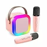 Fede Karaoke Maschine für Kinder Erwachsene, Mini Karaoke Maschine mit 2 Mikrofonen, Tragbarer Bluetooth-Lautsprecher mit Stimmeffekten & LED-Lichtern, Geschenke Spielzeug für Mädchen und Jungen