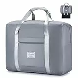 SPAHER Ryanair Handgepäck 55x40x20 Tasche für Flugzeug, Wasserdicht Handgepäck Reisetasche Faltbare Handgepäcktasche Leicht Für Damen und Herren Unisex Sporttasche für Reisen Gym Übernachtung, Grau