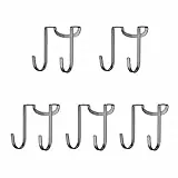 Dewell Mehrzweck-Haken für Schrank, 5 Stück, Edelstahl, Doppelhaken für Schublade, Schrank, Zaun, Küche und Bad, silberfarben