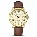 HANPOSH Uhren Herren Herren Uhr Analog Quarz Uhren für Männer Wasserdicht Armbanduhren Mode Business Uhr mit Datum Leder Band