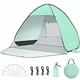 Glymnis Strandmuschel Pop Up Strandzelt Strand Zelt mit Reißverschlusstür UV-Schutz 50+ Windschutz kleines Packmaß Blau Strandzelt