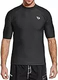 baleaf UV Shirt Herren Wasser UPF 50+ Kurzarm Rashguard Herren Schwimmshirt Rash Vest für Schwimmen Tauchen Schwarz L
