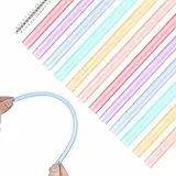 Yolev 12 Stück Silikon Strohhalme Wiederverwendbares Farbiges Trinkhalm Set für 12 bis 30 oz 6 mm Strohhalme mit Strohhalm-Reinigungsbürste