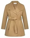 Hanna Nikole Damen Trenchcoat Mantel Mit Gürtel Winddichter Mantel Eleganter und Wärmender Wintermantel Khaki 52