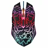 VGUARD Gaming Maus, Wired Hohe Präzision Optische Professionelle Wired Gaming Maus mit 6 Tasten/7-Modi LED Design für pro Gamer - Schwarz