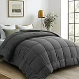 DUANDAUN Bettdecke 240 x 260cm 4 Jahreszeiten Bettdecke,Mikrofaser Steppdecke, Weiche und Bequeme Ganzjahresdecke, Deal für Allergiker, Dunkelgrau