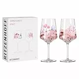 RITZENHOFF 3461009 Aperitifglas 500 ml - 2er Set - Serie Sommersonett - 2 Stück, Motiv Blumenwiese - Made in Germany, Rosa, Lila, Pink