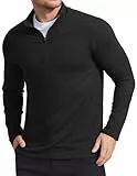 PINSPARK Sweatshirt Herren Ohne Kapuze Pullover Langarm Funktionsshirt Frühling Basic Langarmshirts 1/4 Zip Laufshirt Atmungsaktiv Fitness Wandershirt Schwarz XL