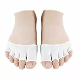 EXCEART 4 Paare Zehlinge Füßlinge Socken öffnen fünf halbe Zehensocken Unsichtbare Sportsocken Yoga Socken Vorfußsocken Frauen Rutschfeste Pilates Balletttanz Zehenschutz - Weiß