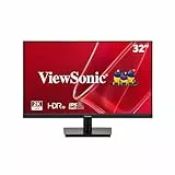 ViewSonic VS3225-2K 32 Zoll Monitor 2K QHD (2560p x 1440p), IPS, 75 Hz, 4 ms GTG, HDR10, 2X 2.5W Lautsprecher, HDMI, DP, Rahmenlos, 2 Jahre Garantie