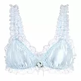 Satini Sissy Rüschen Spitze Tailliert Satin Bralette BH (Baby blau, M)