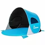 WolfWise Strandmuschel Pop-Up Zelt mit UV-Schutz 50+, 3-4 Personen Strandzelt, Sonnenschutz & Windschutz Tragbar Wurfzelt Baby Kinder Sonnenzelt beach tent für Familie Camping Garten Strand Dunkelblau