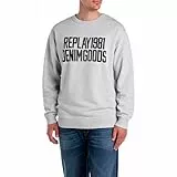 Replay Herren Sweatshirt Rundhalsausschnitt, Light Grey Melange M06 (Grau), XS