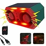 Solar Außen Bewegung ssensor Sirene - personalisierte Aufnahmesirene und Blitzlicht, 130 dB x 2 Lautsprecher, eingebaute 13 Soundmodi Hundegebell und Schüsse , geeignet für Hof, Bauernhof,