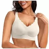 OBASDFD Nahtlose BHS for Damen, Ohne Bügel, Gewellt, Push-Up-BHS, Weiche, Kabellose Komfort-Bralettes, Vollständig Bedeckender Alltags-BH, Beige, XXL(White,4XL)