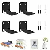 Roysmart Unsichtbares Bücherregal, 4er-Pack Schwebendes Bücherregals, Robustes Wandregal Metall aus Eisen zur Wandmontage für Büro, Schlaf- & Wohnzimmer Deko Bücherregal Schwebend mit Montagematerial