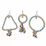 3Pcs Baumwollseil Vogelschaukel Spielzeug Keersi Baumwollseil Vogelschaukel Spielzeug Käfig Barsch Stand Hängende Schaukeln Spielzeug für Papagei Wellensittich Sittich Nymphensittich Conure Lovebird