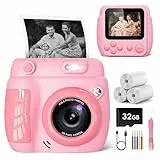 Gofunly Sofortbildkamera Kinder, 2.4 Zoll Bildschirm Kinderkamera Sofortbildkamera mit 32GB Karte & Druckpapier, Kamera Kinder Sofortdruck HD 1080P, Camera mit Fotos Drucken Geschenk für 3-12 Jahre
