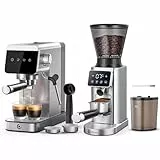AMZCHEF Siebträgermaschine 20 Bar mit Kaffeemühle Elektrisch Set – Espressomaschine mit 48 Mahlgrade, LED Touchscreen, Milchaufschäumer, 1.2L Tank, Kaffeevollset für Espresso, Cappuccino & Cold Brew